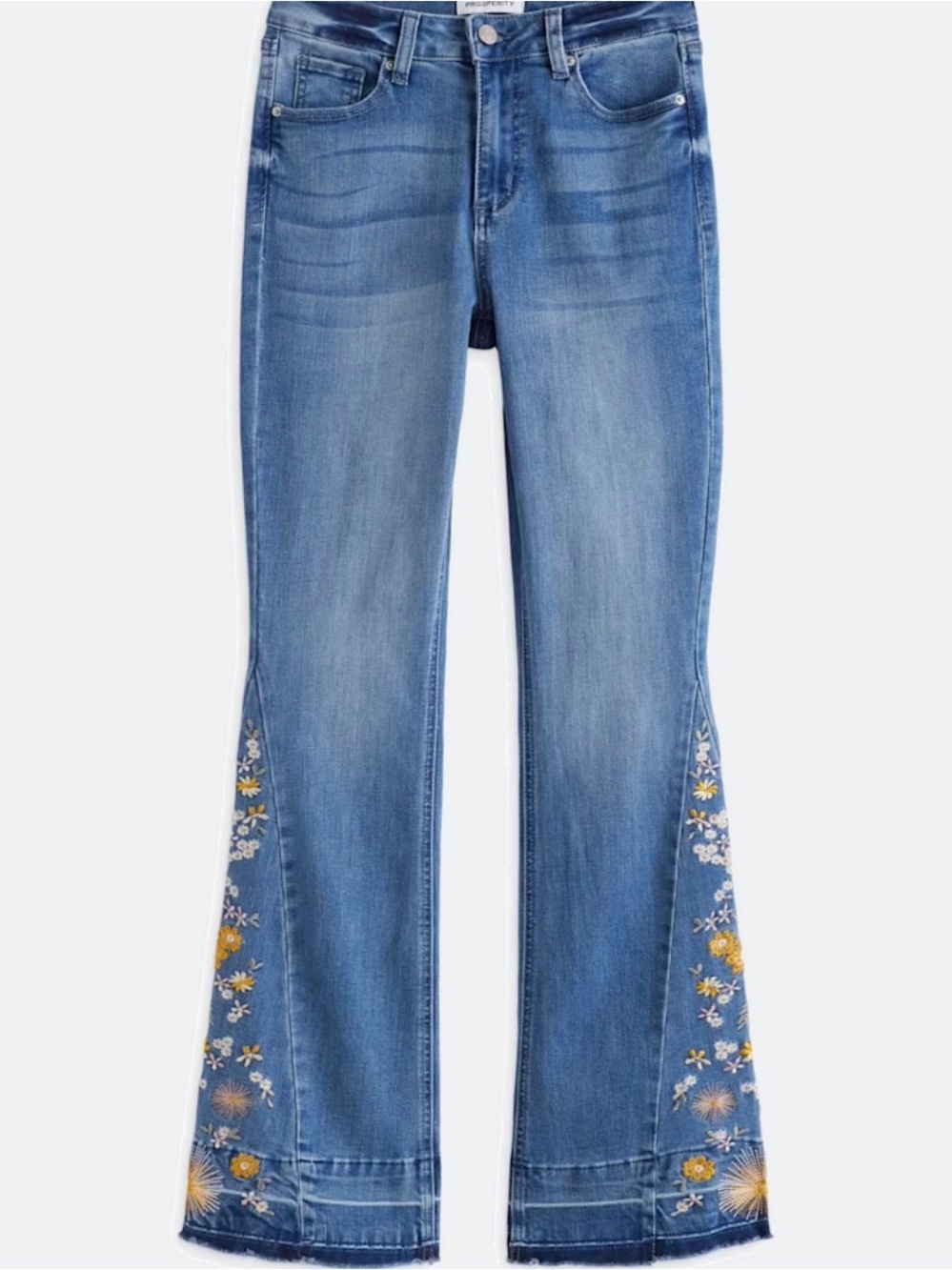 Embroidered Light Blue Boot Cut Jeans